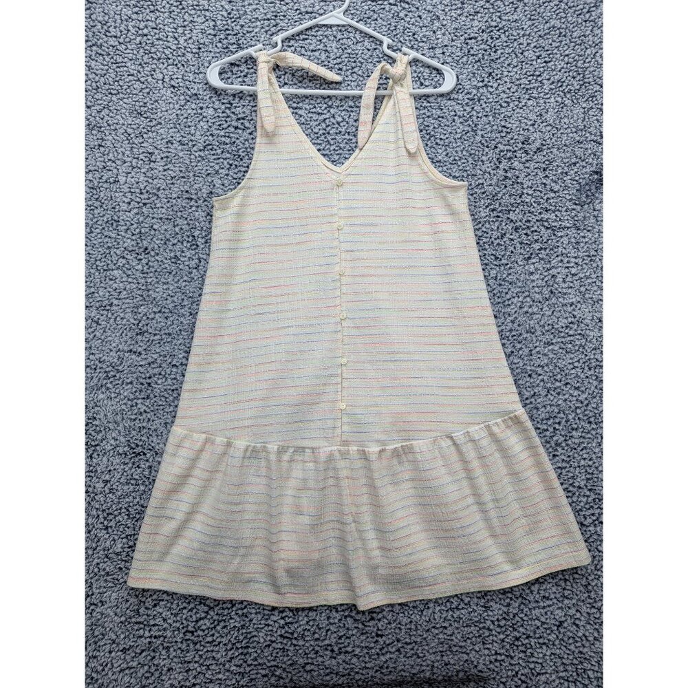 Loft Rainbow Double V Neck Mini Dress Size XS Drop Waist Summer Beach Twee Boho